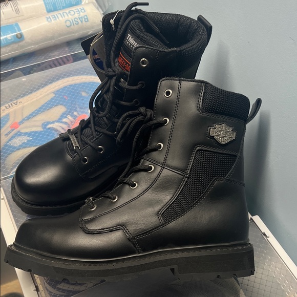 Harley-Davidson Lace Up Men's Size 9 Black  Steel Toe Boots - Picture 2 of 13